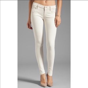 Mother The Looker Cream Denim ankle skinny jeans